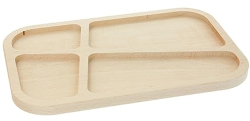 Wooden World Bandeja de madera con compartimentos, bandeja de postre para aperitivos y postres