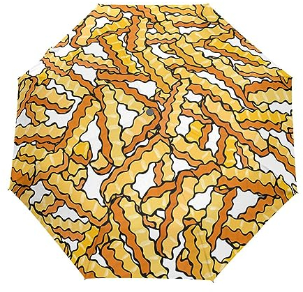 Boccsty Parapluie automatique pour frites et pommes de terre, coupe-vent, imperméable, protection UV, parapluie de voyage – 3 plis avec bouton d'ouverture/fermeture automatique, multicolore, Taille