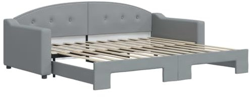 vidaXL Tagesbett, Ausziehbar Schlafsofa mit Lattenrost, Bettsofa Gästebett für Schlafzimmer Wohnzimmer, Sofa Bett Ausziehbett, Hellgrau 90x200 cm Stoff