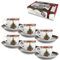 ARCA, Set di 6 Tazze da Caffè con Piattino in Porcellana, per 6 Persone, con Decorazione Natalizia Scozzese, Resistenti e Durature, Ideali per la Tavola, Idea Regalo di Natale, 4,5x5,5 cm