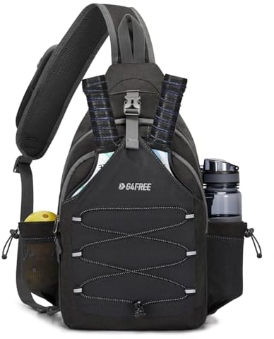 G4Free Borsa per pickleball, borsa sportiva per pickleball, unisex, leggera, per racchette da pickleball, Nero, L, Zaino casual