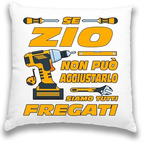 Idea regalo divertente per lui Federa Cuscino Zio. Idea arredo casa regalo di natale e per compleanno uomo (solo FEDERA 40x40) federa se zio non puo aggiustarlo nessuno puo farlo. Zio aggiustare