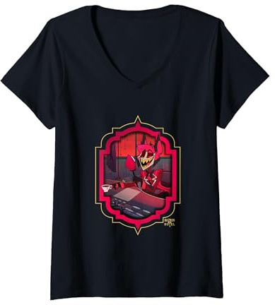 Damen Hazbin Hotel - Alastor T-Shirt mit V-Ausschnitt