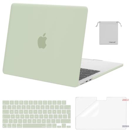 MOSISO Compatible with MacBook Air 13 inch Case M4 M3 M2 2025 2024 2023 2022 A3240 A3113 A2681 Chip, Hard Shell&Keyboard Skin&ScreenFilm&Pouch for MacBook Air 13.6 inch Case M2 M3 M4, Sage Green
