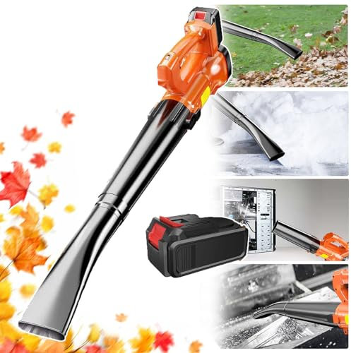 HDaspijh Leaf Blower Cordless, 3000W 2.0Ah Lithium Battery Powered Industrial Powerful Garden Blower for Patio Cleaning, Lawn Care, Blowing Leaves, Snow & Dust, 6-Speed Control | Lightweight