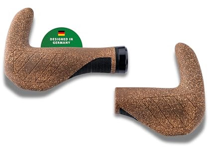 CONTEC Fahrrad-Griff Merge Trekking Bar Kork, Ergon-Design, 96/140mm, Atmungsaktiv, D3-Dreikomponenten Gummi, kompatibel mit G-Link-System, braun, Paar