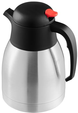 Innoteck Essentials 2L Vacuum Jug - with Push Button and Handle - Stainless Steel Jug - Vacuum Thermal Flask - Double Walled - Tea, Coffee and Beverage Dispenser - Suitable for Hot & Cold Drinks