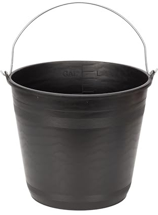 Amtech - Flexi Bucket for Carrying Water, Soil, Bricks, Super Strong Reinforced Handles, Home DIY, Eco Friendly, Durable, Long Lasting, Heavy Duty, Cold Resistant (Black) (16L)