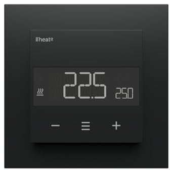 Heatit Z-TRM6 Z-Wave Plus Thermostat Raumregler mit EXT. Sensor für Fußbodenheizung elektrisch und wassergeführt, IR-Heizung, Farbe: schwarz matt