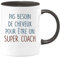 quotedazur - Mug Pas Besoin De Beaucoup de Cheveux Pour Être Un Super Coach - Noir/Céramique