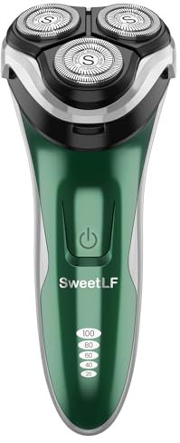 SweetLF Rasoir Electriques Hommes,USB Plug-and-Play, Autonomie de 120 Mins,Rasoir 4D à Tête Flottante,Étanchéité IPX7,Usage Humide et Sec,Écran LED,Tondeuse à Barbe Incluse (Plus Vert)