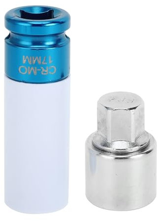 VekAuto Wheel Lock Lugnut Compatible for Volkswagen, Durable #533 Chrome Plated Alloy Steel Silver Tone with Adapter for VW