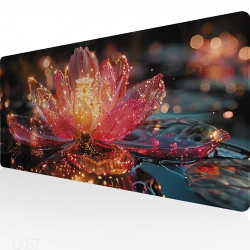 Grand Tapis de Souris XXL 1500x800x3mm, Rouge Tapis Souris Fleur Tapis de Souris Gamer, Bords Cousus, Ase en Antidérapante, sous Main Bureau pour Clavier et Souris, for Gamer Gaming Accessoire Y5-67