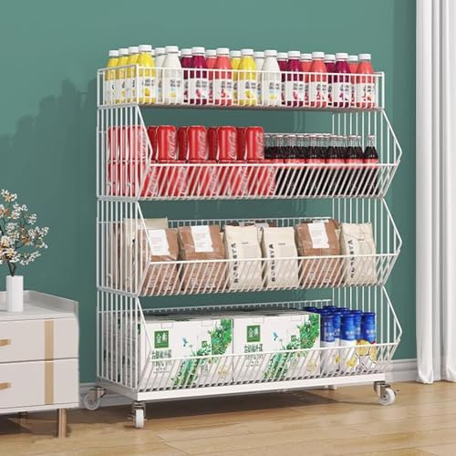 Snack-Regal im Supermarkt Kommerziell Supermarkt-Snackregal Mit Rollenden Rädern, Nutzwert Stehendes Regal Snack-Organisationsregal Für Den Einzelhandel Für Vorratskammern In Geschäften(White,90x45X11
