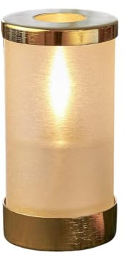 Lumea 1067/1108 Tischlicht Tube Ice inkl. Base & Windschutz gold, Flüssigwachskerze und Stabfeuerzeug | Windlicht aus Acryl inkl. Kerze & Feuerzeug | Brenndauer 40 Std. | Indoor & Outdoor, Höhe: 14 cm