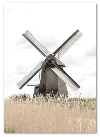 Gxllhh Bilder Windmühle Leinwand Bilder Mit Kiefer Innenrahmen, Moderne Wandbilder Wohnzimmer, Rahmen Kunstdruck Gemälde,Deko Bilder Für Wohnzimmer Schlafzimmer,Leinwandbilder Wohnzimmer 15X20Cm