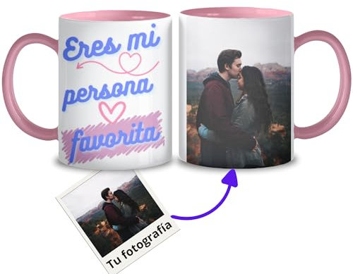 Fresh-KO - Taza San Valentin, Capacidad de 330ml, Apta para lavavajillas y microondas, Regalos Personalizados, Taza de Cafe, Taza Personalizada con Foto, Taza Parejas (Persona Favorita)