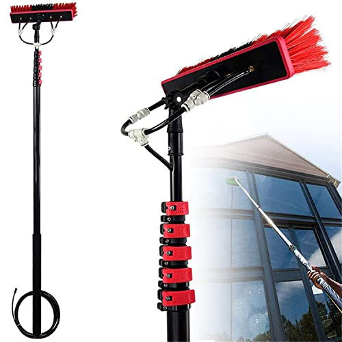 Spazzola telescopica alimentata ad acqua per pulizia ad alta quota di pannelli solari fotovoltaici per finestre e camion, kit di estensione da 5,4 m