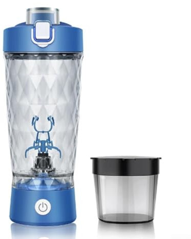Whychstore Efficiente shaker elettrico per proteine, con ricarica USB, per frullati e pasti sostitutivi, portatile e facile da pulire (blu)