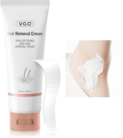 VGO Painless Hair Removal Cream for Women & Men, Hair removal cream for body, back & legs, All Skin Types, 4.06oz w/Spatula