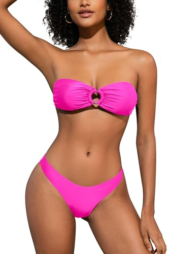 SHEKINI Women's Two Piece Swimsuit Strapless Bandeau Bikini Sets for Women