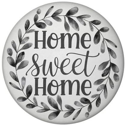 Home Sweet Home Magnet mit Blätterkranz Runder Blätterkranz in eleganter Schrift kursiv verziert