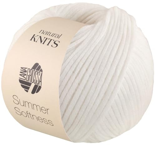 LANA GROSSA Summer Softness | Zartes Baumwollschlauchgarn, voluminös gefüllt mit flauschigen Merinofasern | Handstrickgarn aus 80% Baumwolle (Bio) & 20% Schurwolle | 50g / 130m FB1