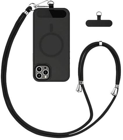 Crossbody Phone Strap with Patch, Anti Theft Mobile Phone Lanyard, Adjustable Neck Strap for Hiking Cycling, Cross Body Safety Strap for iPhone Samsung & Most Smartphones - No Block Charging