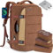 Tzowla 40L Mochila de viaje de lona para hombre, mujer, aprobada para vuelo, mochila antirrobo de gran capacidad con puerto USB, mochila de negocios vintage para portátil de 17,3(marrón y caqui)