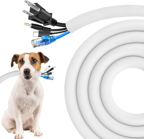 Secbolt Cord Protectors from Pets No Chew, 10ft - 1/2 inch Ultra Durable Cord Covers for Pets, Bite-Resistant Cable and Wire Protector for Cats, Dogs, Rabbits - White