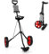 GYMAX Golf Trolley 2 Rad, Golftrolley klappbar mit Anzeigetafel, Leichter Golf Push Cart für Golfschläger und Golfbag (Rot)