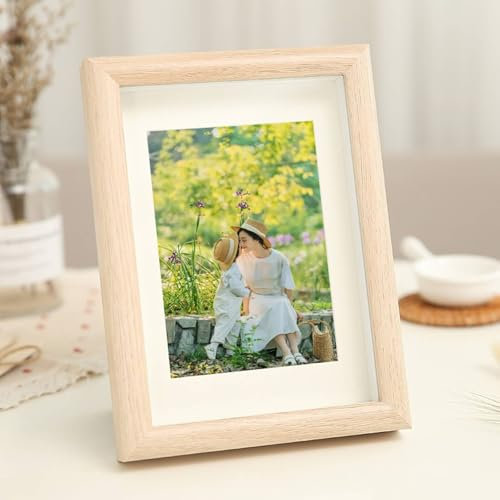 Mesnt Bildergalerie Rahmen, Bild 10.1 x 10.1 cm Anzeigen, Helles Holz Quadrat Fotorahmen/Bilder Rahmen, Horizontal & Vertikal, Tischplatte, MDF