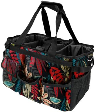 DCY BLUE Organiseur de nettoyage avec poignée – Grand sac caddy pour la maison, la voiture et la salle de bain, sac à main avec bretelles réglables (rouge)