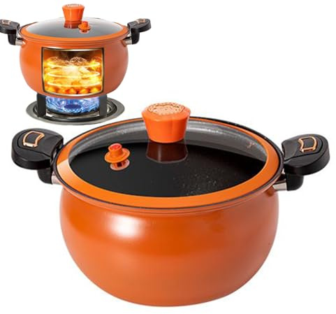 yybng Petite Cocotte Minute - Casserole Anti-Adhésive | Cocotte Minute Antiadhésive à Chauffage Rapide avec Couvercle Transparent pour Préparation de Soupes
