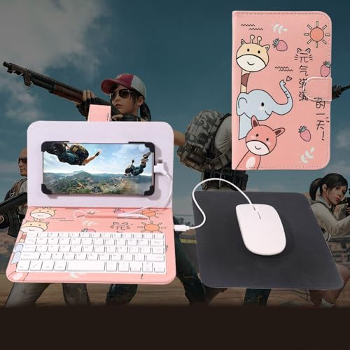 Tangxi Handy-Tastatur-Hülle, Cartoon-Muster, PVC-Schutzhülle für Handy-Tablets, Breite Kompatibilität, Einzigartiges Design, Einfach zu Verwenden, Sicheres Material, für Arbeit und Spiel auf Reisen