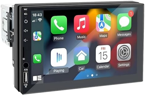 Car Radio Multimedia Player HD 7’Touch Screen FM AUX Bluetooth MirrorLink Universal Drahtloses CarPlay-Android-Autodisplay(Car Radio)