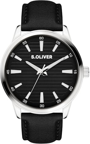 s.Oliver Herrenuhr - 44 mm - analoge Armbanduhr mit Quarzwerk - Chronograph & 3 Zeiger - hoher 5 ATM wasserdicht - Kratzfest