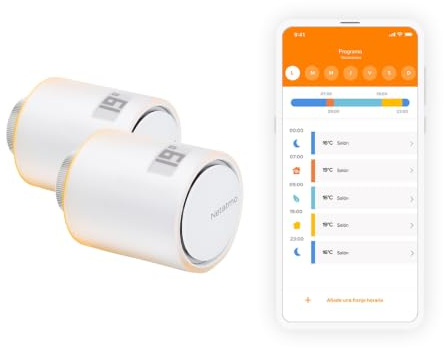 Netatmo Valvulas Termostaticas WiFi Inteligente, Control Remoto, Ahorro de Energía, Módulo Adicional para el Termostato Intelligente y para el Paquete para Calefacción Colectiva, Nav -AMZ