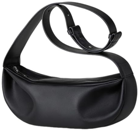-Schultertaschen Umhängetaschen für Damen im minimalistischen Stil, lässige Brusttaschen mit breitem Riemen (Black, One Size)