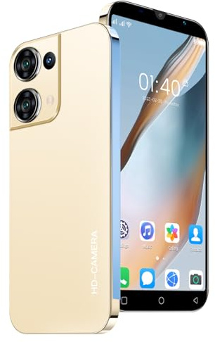 PrzTIk Cheap Mobile Phone, 5.0 IPS Display, 16GB (Expandable to 128GB), Android 9.0, Dual SIM Dual Camera, Face Unlock/WIFI, Basic Smartphone (Gold)