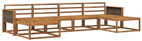 vidaXL Outdoor-Sofagarnitur 6 pcs Natur Massivholz Akazie, Moderne Akazien-Gartenmöbel, wetterfester Sofa-Set, stylische Sitzgelegenheit für Terrasse und Pool