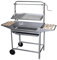 Imex El Zorro 71767 Barbacoa Inoxidable con Parrilla-Plancha, Elevador, Ruedas y Bandejas Laterales, Gris, 124 x 50 x 140 cm