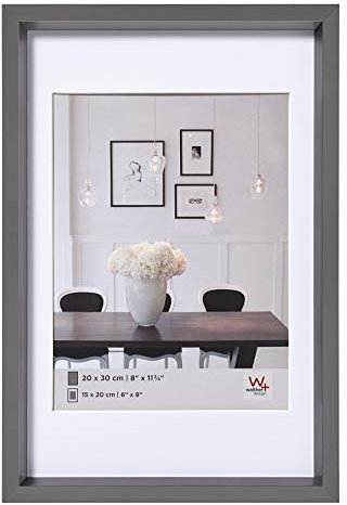 walther design Bilderrahmen stahl 15 x 20 cm mit Passepartout, Steel Style Kunststoffrahmen ES520D