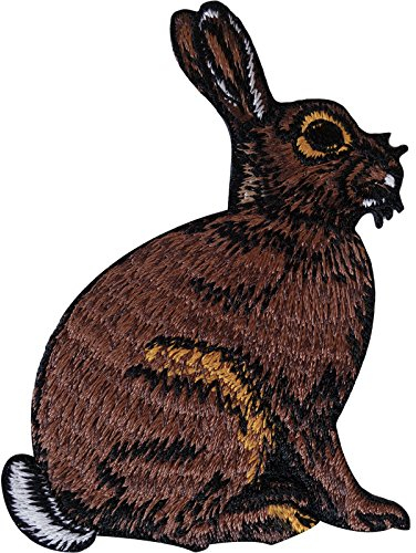 Aufnäher zum Aufnähen oder Aufbügeln, Motiv: Hase, Kaninchen, Tier-Stickerei.