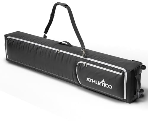Athletico Rolling Double Ski Bag - Gepolsterte Skitasche mit Rädern für Air Trave (Schwarz, 190 cm)