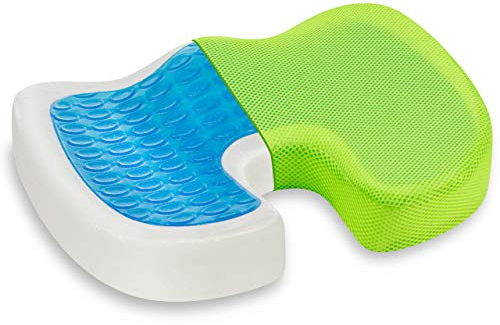 Vitabo Ergonomisch geformtes Sitzkissen | Steißbein-Kissen aus Memory-Schaum mit Gel-Polster (Grün)