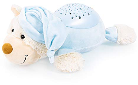Bayer Design 69508AA Einschlafhilfe, Schlummerlicht, Nachtlicht mit Sternenlicht, Bär Kuscheltier, Nachtlampe, Kinderlicht, Baby Kinder, blau