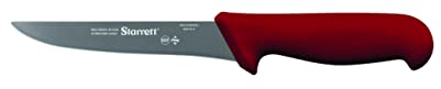 Starrett Professional Stainless Steel Kitchen Boning Knives - Wide Straight Profile - 6-inch (150mm) - Red Handle
