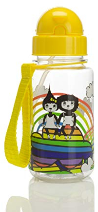 Zip & Zoe Kids Rainbow-Botella de Agua con Pajita (BPA y sin ftalatos), niña, Amarillo, 350 ML