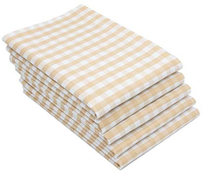 ZOLLNER 5er Set Geschirrtücher Baumwolle in 50x70 cm - saugstarke Küchentücher in beige kariert - waschbar bis 60°C – Gastronomiequalität - Oeko Tex® Zertifiziert
